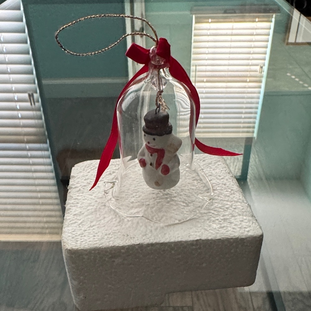 Lil Chimers Snowman Glass Ornament with Red Accents